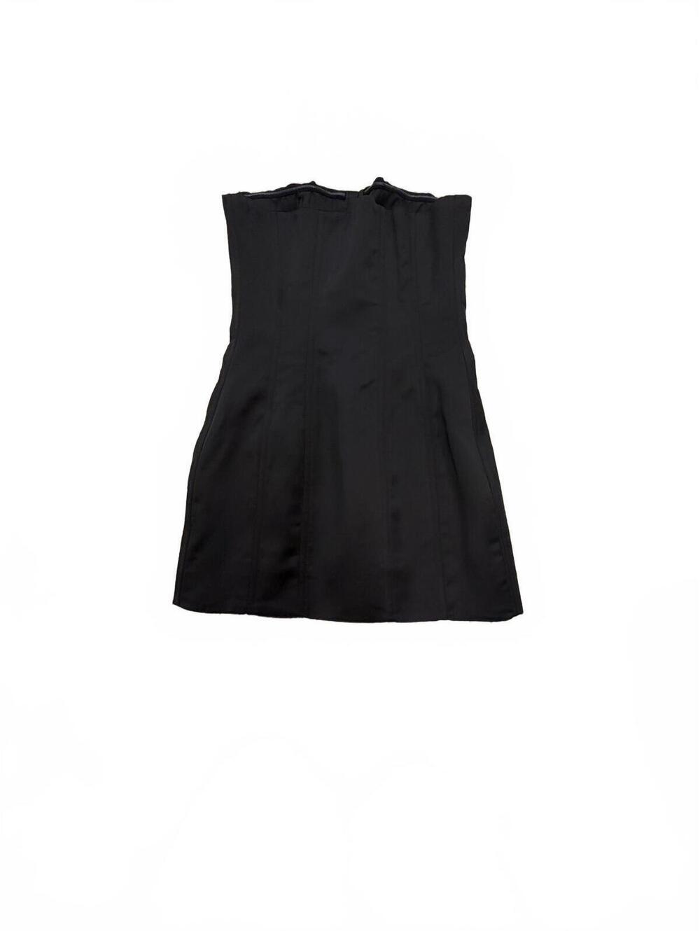 Guizio Satin Corset Dress Black Strapless Boned Bodice Hook Eye Mini Dress Small - Picture 3 of 8